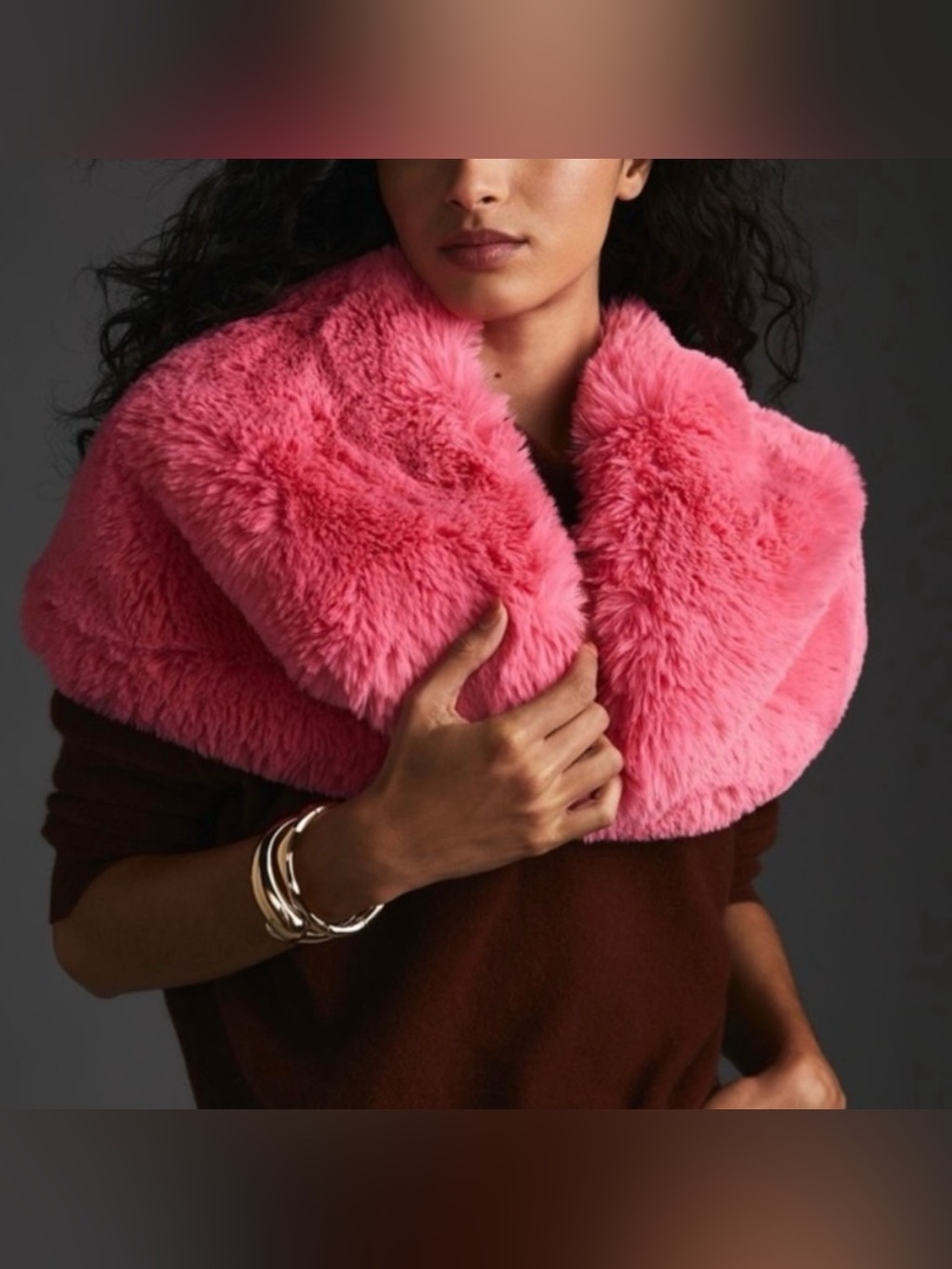 Anthropologie Maeve Pink Faux Fur Stole NWT